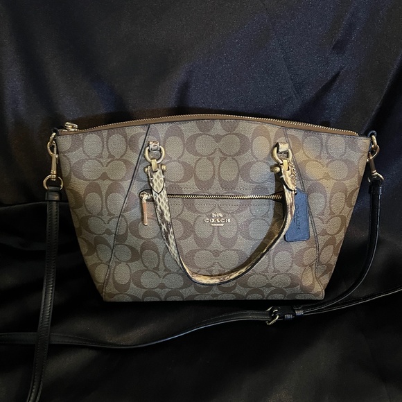 Coach Prairie Mix Signature Khaki Zip Satchel Crossbody Bag - Picture 1 of 16